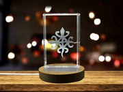 Recognition Funtumfunefu Denkyemfunefu 3D Engraved Crystal Trophy - African Unity Symbol with LED Base