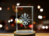 Recognition Funtumfunefu Denkyemfunefu 3D Engraved Crystal Trophy - African Unity Symbol with LED Base - Custom Award From A&B Crystal Collection