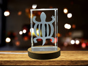 Denkyem Crystal Trophy Award For Recognition - 3D Engraved Symbol of Strength & Adaptability With LED Base