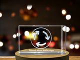 Elegant 3D Engraved Crystal Roundabout Traffic Sign A&B Crystal Collection