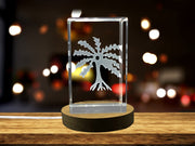 Abe Dua 3D Engraved Crystal Trophy Award – Recognition Keepsake With LED Base Light