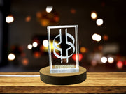 Nyansapo 3D Engraved Crystal Trophy Award with LED Base - Recognition Gift with Adinkra Symbol