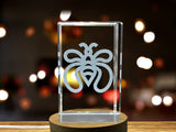 Fafanto Adinkra Crystal Trophy Award - Recognition Gift with 3D Engraving & LED Base - Custom Award From A&B Crystal Collection