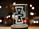 Recognition 3D Engraved Mekyea Wo Crystal Trophy with LED Base Light - Adinkra Gift - Custom Award From A&B Crystal Collection