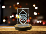 Recognition Asase Ye Duru Adinkra Symbol 3D Engraved Crystal Trophy Award With LED Base
