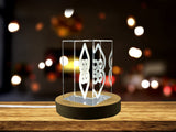 Recognition Asase Ye Duru Adinkra Symbol 3D Engraved Crystal Trophy Award With LED Base - Custom Award From A&B Crystal Collection
