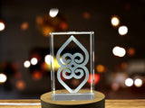 Recognition Asase Ye Duru Adinkra Symbol 3D Engraved Crystal Trophy Award With LED Base - Custom Award From A&B Crystal Collection