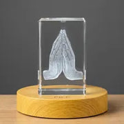 Pray Symbol 3D Engraved Crystal Gift - Elegant Inspirational Faith Gift