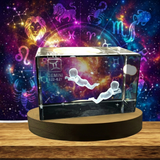 Gemini Zodiac Sign Recognition Award - 3D Engraved Crystal Keepsake with LED Base Light