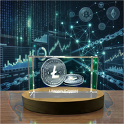 Litecoin Crypto Symbol 3D Engraved Crystal Trophy Award With LED Base Light - Exquisite Collectible