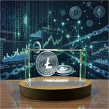 Litecoin Crypto Symbol 3D Engraved Crystal Trophy Award With LED Base Light - Exquisite Collectible