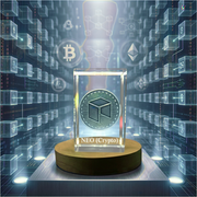 NEO Crypto 3D Art Trophy Award - Engraved Crystal Collectible with Free LED Base Light