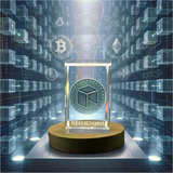 NEO Crypto 3D Art Trophy Award - Engraved Crystal Collectible with Free LED Base Light