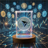 TRX 3D Art Crystal Trophy Award - Unique Engraved Recognition Collectible for Blockchain Lovers - Custom Award From A&B Crystal Collection