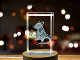 Rat Zodiac Recognition Trophy Award | 3D Engraved Crystal with LED Base - Perfect Gift for Rat Year Enthusiasts - Custom Award From A&B Crystal Collection