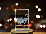 Ox Year Crystal Gifts | Beautiful 3D Engraved Zodiac Ox Crystal Statue for Home Decor A&B Crystal Collection