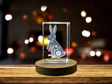 Lucky Rabbit Crystal Statue | 3D Engraved Zodiac Rabbit Crystal Decor for Good Fortune A&B Crystal Collection