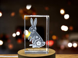 Lucky Rabbit Crystal Statue | 3D Engraved Zodiac Rabbit Crystal Decor for Good Fortune A&B Crystal Collection