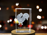 Rooster Zodiac Crystal with Elegant 3D Chinese Symbols | Proud Rooster Birth Year Gift A&B Crystal Collection