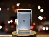 Ace of Hearts Game Card - Enchanting 3D Engraved Crystal Collectible A&B Crystal Collection