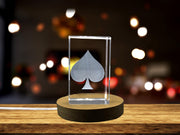 Spade Card Symbol Game Card - Striking 3D Engraved Crystal Collectible