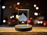 Spade Card Symbol Game Card - Striking 3D Engraved Crystal Collectible A&B Crystal Collection