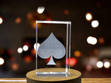 Spade Card Symbol Game Card - Striking 3D Engraved Crystal Collectible A&B Crystal Collection