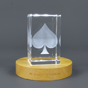 Spade Symbol Trophy Award - Recognition 3D Engraved Crystal Collectible by A&B Crystal Collection