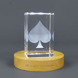 Spade Symbol 3D Engraved Crystal Collectible by A&B — Made in Canada - Custom Award From A&B Crystal Collection