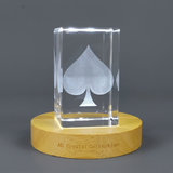Spade Symbol Trophy Award - Recognition 3D Engraved Crystal Collectible by A&B Crystal Collection - Custom Award From A&B Crystal Collection