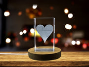 Heart Card Symbol Game Card - Enchanting 3D Engraved Crystal Collectible