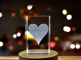 Heart Card Symbol Game Card - Enchanting 3D Engraved Crystal Collectible A&B Crystal Collection