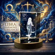 Libra Zodiac Recognition 3D Engraved Crystal Trophy Award Keepsake Gift - Elegant Home Décor