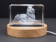 Lion Trophy Award 3D Engraved Crystal — Made in Canada