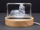 Lion Trophy Award 3D Engraved Crystal — Made in Canada