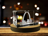 The Gateway Arch 3D Engraved Crystal Keepsake Souvenir A&B Crystal Collection