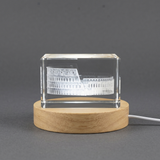 Colosseum 3D Engraved Crystal Trophy Award For Recognition - Illuminated Keepsake with LED Base