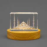 Sultan Ahmed Mosque 3D Engraved Crystal Trophy Award Souvenir with LED Base Light Recognition - Custom Award From A&B Crystal Collection