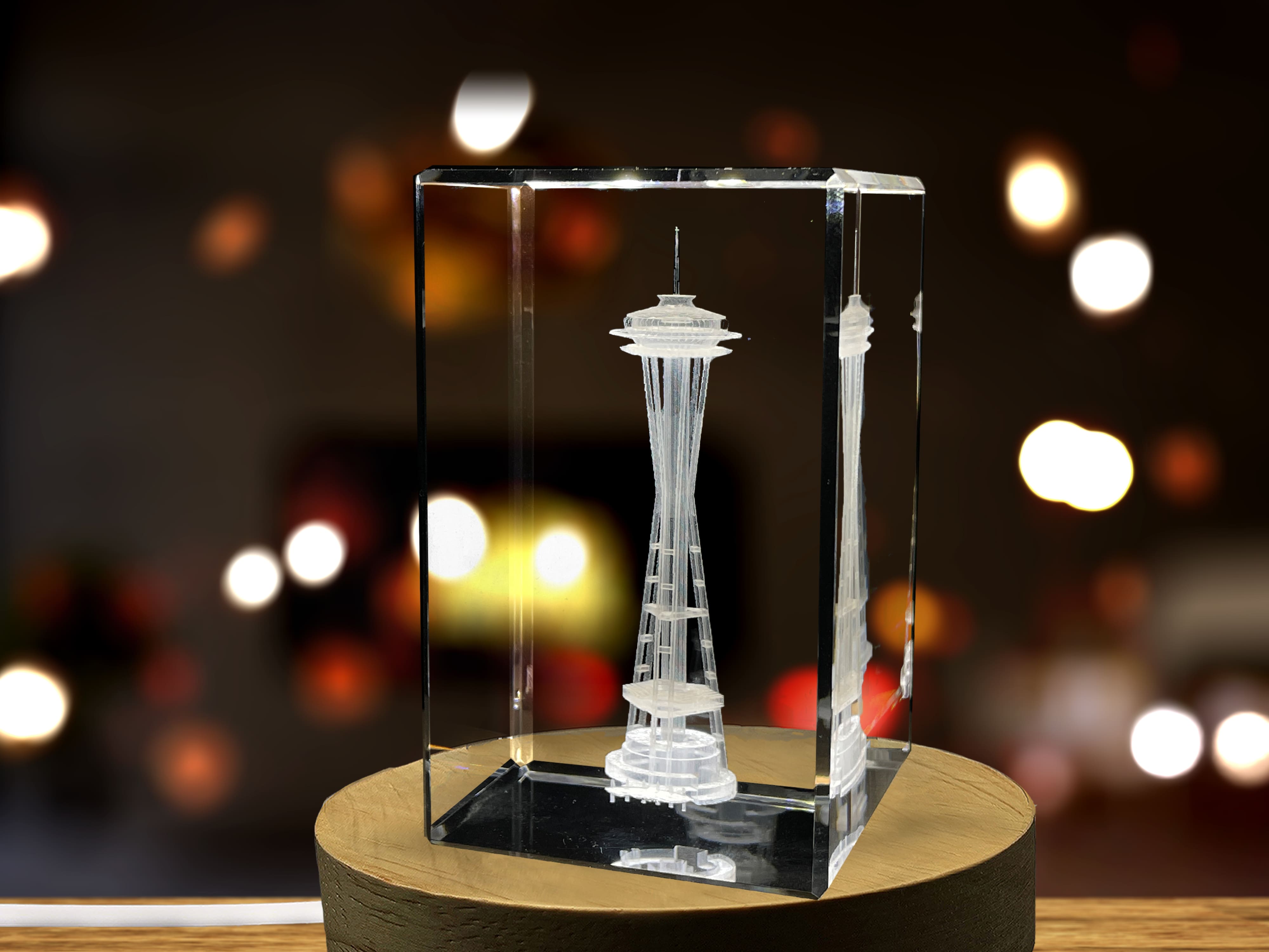 Space Needle 3D Engraved Crystal Collectible Souvenir A&B Crystal Collection