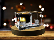 House of Parliament and Elizabeth Tower 3D Engraved Crystal 