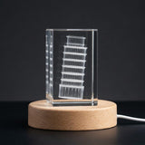 Leaning Tower of Pisa 3D Engraved Crystal Trophy Award — Made in Canada - Custom Award From A&B Crystal Collection