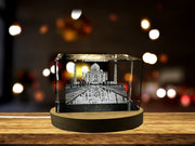 Taj Mahal 3D Engraved Crystal Keepsake Souvenir - Illuminated Home Decor A&B Crystal Collection