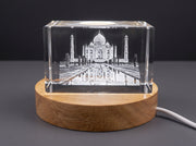 Taj Mahal 3D Engraved Crystal Keepsake Souvenir - Illuminated Home Decor A&B Crystal Collection