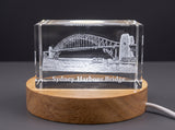 Sydney Harbour Bridge 3D Engraved Crystal Trophy Award — Made in Canada - Custom Award From A&B Crystal Collection