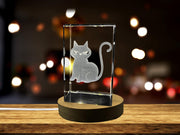 Décoration cristalline gravée 3D de chat d'Halloween