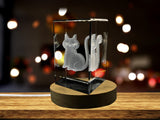 3D Engraved Halloween Cat Crystal Decor - Made in Canada A&B Crystal Collection