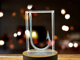 Recognition Unique 3D Engraved Crystal Fishing Hook Gift for Anglers with LED Base Light - Custom Award From A&B Crystal Collection