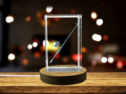 Recognition Exquisite 3D Engraved Crystal Fishing Rod Gift With Free LED Base Light