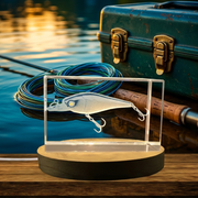 3D Engraved Crystal Fishing Bait With LED Base Light - Unique Recognition Gift for Anglers