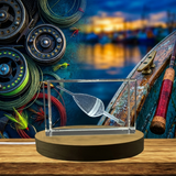 Fishing Float Crystal Recognition - 3D Engraved Art Piece with LED Base Light for Anglers